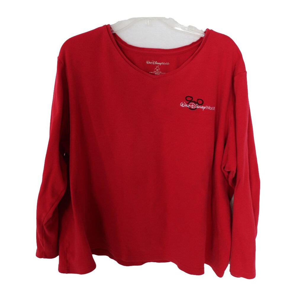 Walt Disney World embroidered logo red long sleeve t-shirt, 3x